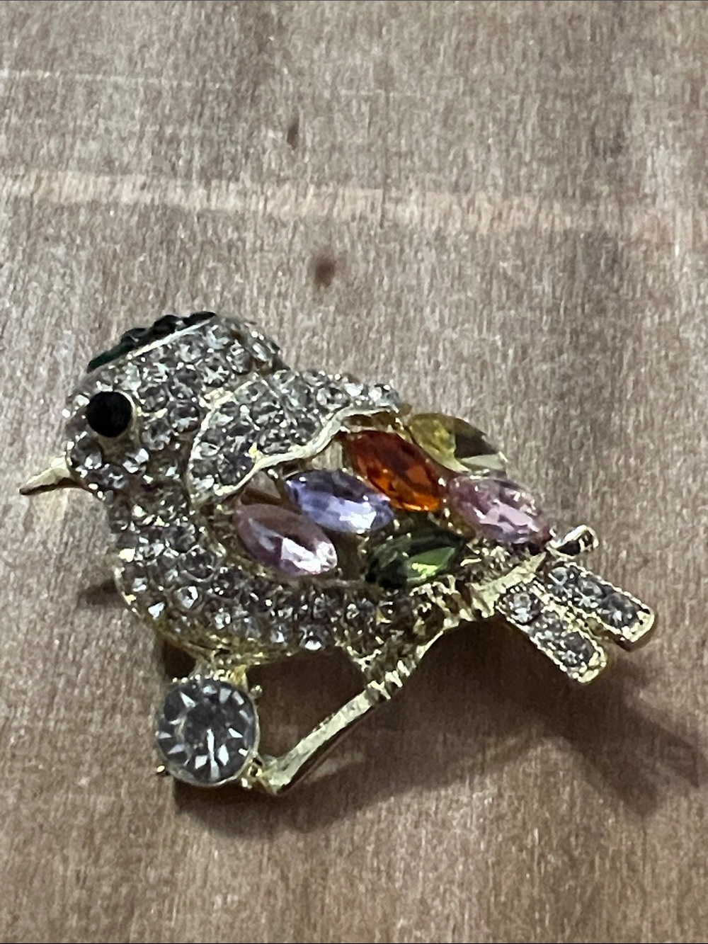 3/$18 Gold-Tone Crystal Multicolor Bird Brooch - Lot 435